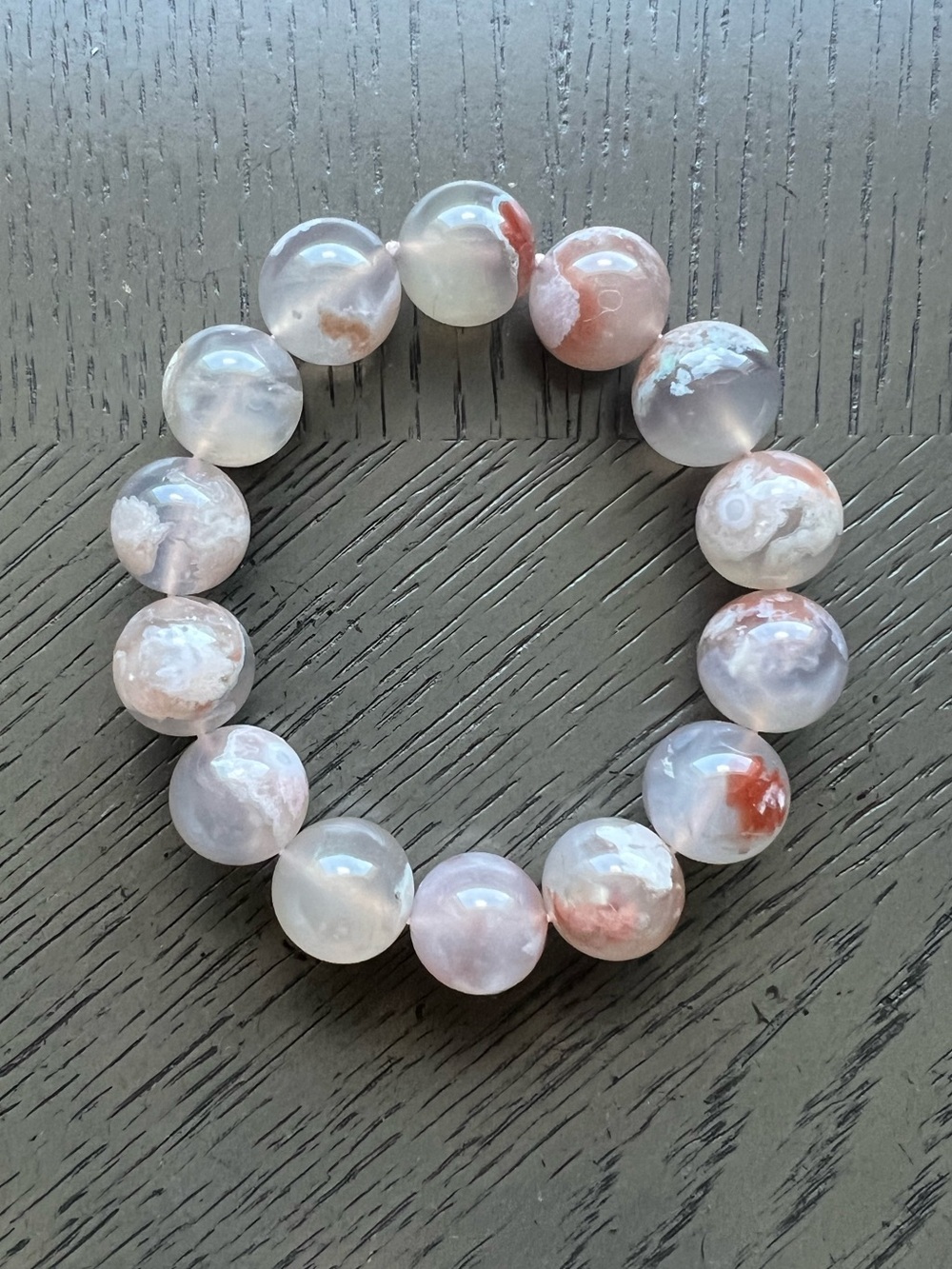 Sakura Agate bracelet 16mm SIZE 7’